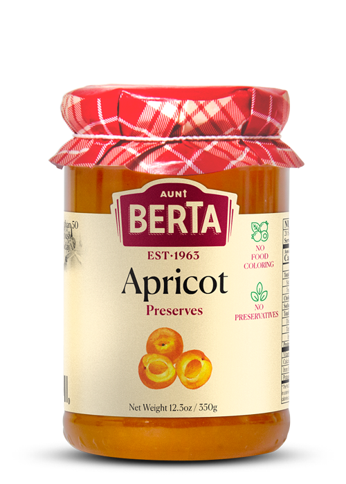 Jar of natural apricots preserves